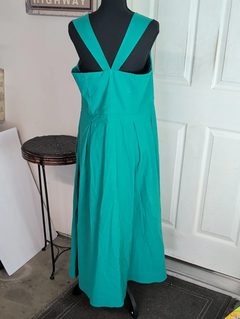 Anthropologie Maeve Green Midi Dress w/ Tortoiseshell Buttons& Pockets. Size 14